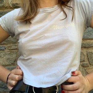 light blue cropped new york t-shirt from Brandy Melville